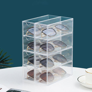 Acrylic <b>Drawer</b> <b>Storage</b> Box 24.6x17.5x6.5cm With Compartments For Makeup Organizers Transparent <b>Stackable</b> Desktop Organizer - Product Image 2