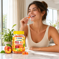 Gummies Vitamine D3 K2, Vitamine D 5000 UI par Portion, Supplément Personnalisé OEM Marque Privée, Qualité 100000, Production en Atelier Propre