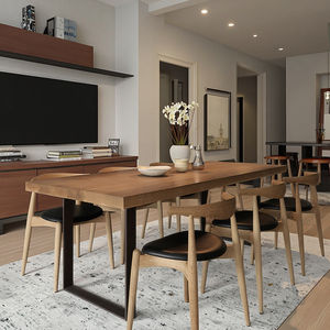 Nordique Rectangulaire Moderne Table À <span class=keywords><strong>Manger</strong></span> Chaise Combinaison Petit Appartement Maison En <span class=keywords><strong>Bois</strong></span> Massif Lumière De Luxe pour Salon - Product Image 6