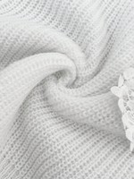 Pull en tricot à manches longues et col rond simple en dentelle pour femmes, décontracté au quotidien, printemps et automne