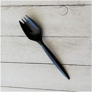 Cuchara-tenedor de polipropileno negro de peso medio para camping, utensilio de camping, 1000 unidades/paquete - Product Image 4