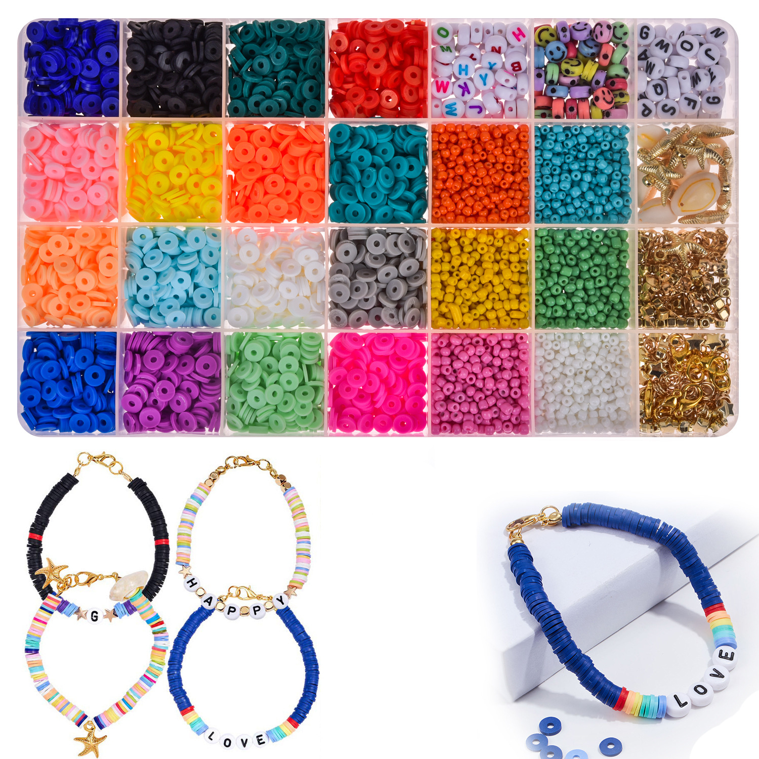 6000 шт. + плоские бусины из полимерной глины, бусины для изготовления ювелирных изделий, браслетов, ожерелий, подвесок «сделай сам», набор бусин Heishi