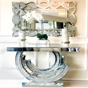 Customize Post-modern Simple <strong>Console</strong> <strong>Table</strong> with <strong>Round</strong> Mirror Cabinet Entrance Living Room Decorative Cabinet - Product Image 3