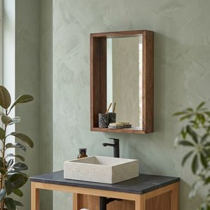 Espejo de Pared Decorativo Hecho a Mano con Marco de Madera Natural de Diseño Moderno y Lujoso, Grabado Personalizado, Ecológico, para Bodas y Sala de Estar - Product Image 1