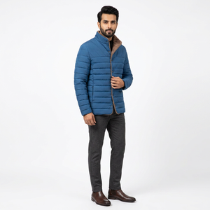 Haute qualité hommes hiver coton coupe-vent col entonnoir capuche bouffante couleur bloc conception avant Logo haute rue toile manteaux - Product Image 1