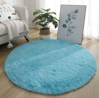 Tapis rond moelleux en polyester rose à poils longs, tapis doux pour chambre à coucher, salon, décoration de la maison