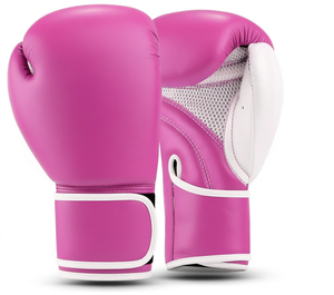 Guantes de Boxeo de Cuero PU Rosa, Transpirables, con Correa de Velcro en la Muñeca, para Mujer - Product Image 1