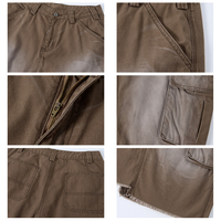 Shorts cargo amples délavés vintage en sergé 100 % coton à bords bruts et multi-poches pour homme – Style décontracté urbain