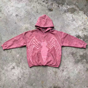 <span class=keywords><strong>Felpa</strong></span> con Cappuccio Vintage Effetto Acid Wash e Maglione con Motivo a <span class=keywords><strong>Ragno</strong></span> di Alta Qualità per <span class=keywords><strong>Uomo</strong></span>, con Nuovo Design Retro in Maglia Tecnica - Product Image 1