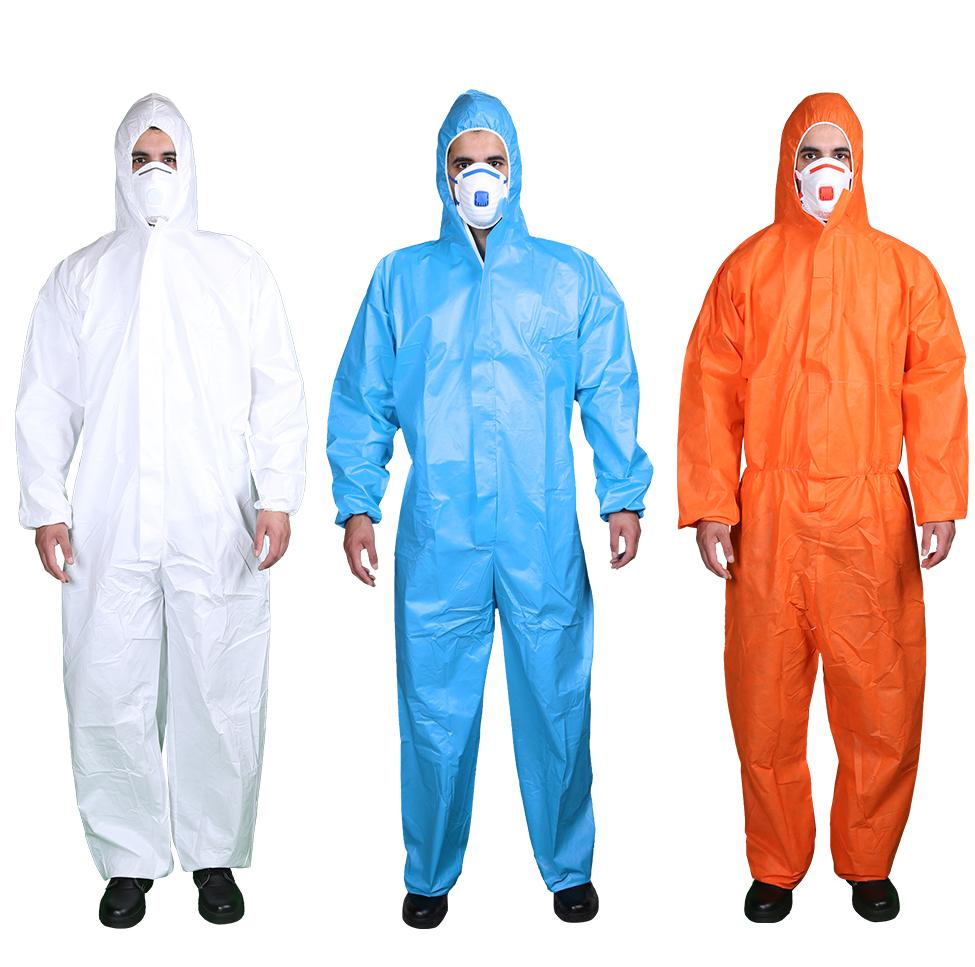 Cheap Disposable Coverall non woven Microporous PP+PE film type5/6 PPE Microporous Gowns Anti-static Disposable Coveralls