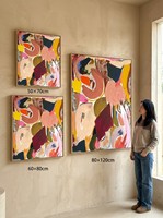 Peinture à l'huile peinte à la main, grande peinture abstraite à blocs de couleur, impasto, imperméable, écologique, haute définition, moderne, minimaliste, énorme