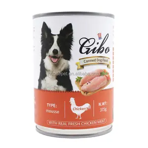 375g de nourriture pour chien en conserve biologique, saveur de poulet, OEM, haute teneur en protéines, haute appétence, nourriture humide pour chien en conserve