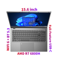 NUC Desbloqueo de huellas dactilares 15,6 pulgadas Windows 11 Notebook AMD R7 6800H Computadora WIFI 6 + BT 5,3 con todas las funciones de computadora portátil USB 3,2 RJ45