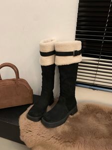 Stivali lunghi con capelli di agnello staccabili per 2023 <span class=keywords><strong>donna</strong></span> autunno/inverno nuove suole spesse alla moda stivali al ginocchio scarpe da <span class=keywords><strong>donna</strong></span> 2023 - Product Image 6