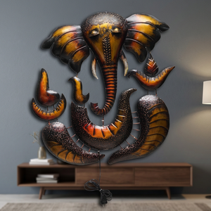 Unique Stylish Art Deco Iron Handcrafted Ganesha <b>Wall</b> Hanging <b>Frame</b> with LED Lights Spiritual Home Decor - Product Image 2