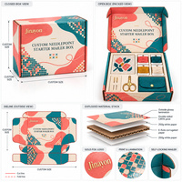 Boîte d'expédition personnalisée pour kit de démarrage de broderie au point de croix, avec éponge et pelliculage brillant, en carton ondulé, pour ensemble d'artisanat