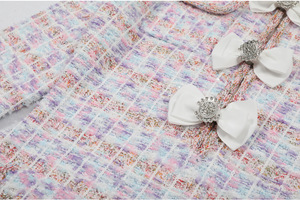 Mini abito da donna a <span class=keywords><strong>maniche</strong></span> <span class=keywords><strong>lunghe</strong></span> lavorato a maglia con fiocco <span class=keywords><strong>in</strong></span> <span class=keywords><strong>raso</strong></span> nuovo arrivo stile primavera comodo maglione abito - Product Image 4