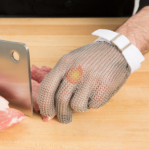 Gants <span class=keywords><strong>de</strong></span> boucher en <span class=keywords><strong>maille</strong></span> métallique, en acier inoxydable, résistants aux coupures - Product Image 4