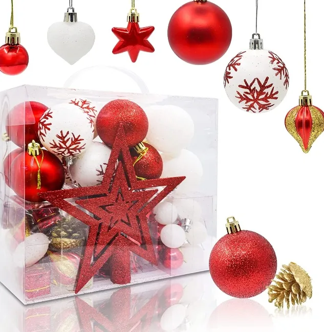 Conjunto de bolas de Natal pingente de árvore de Natal decorações de Natal interior pendurado chapeamento de bolas