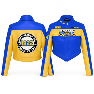Chaqueta de Cuero PU de Alta Calidad para la Hermandad Sigma Gamma Rho SGR, Corte Ajustado, Estilo Racing, Personalizable con Cualquier Logotipo - Product Image 1