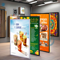 Slim A1 A2 A3 A4 Marco retroiluminado Póster de película Montado en la pared Publicidad personalizada Cajas de luz LED de vidrio ultrafino Marco de menú