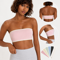 Soutien-gorge de sport bandeau pour femme avec logo personnalisé, coussinets intégrés, élastique et doux, bordure color-block