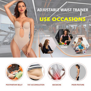 LANGQIN Women's Thin Shapewear Deep V-Neck Bodysuit with Strap Sexy Plunge Shaper Backless Bra Breathable Full Body Shaper - Product Image 5
