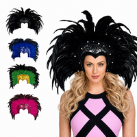 Coiffe de carnaval fantaisie en plumes, accessoire de costume en plumes de coq à sequins pour performance de danse sur scène de carnaval