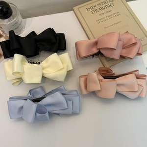 Pinza de Pelo Elegante de Gasa con Lazo de Hilo Jumbo de Color Sólido, Pinza de Plástico Grande con Cinta de Malla para Cola de Caballo para Mujer - Product Image 3