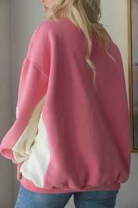 Sweat-shirt pull-over personnalisé pour femme, col rond, coupe ample, épaules tombantes, ourlet côtelé, color block, pour usage quotidien, vente en gros - Product Image 4
