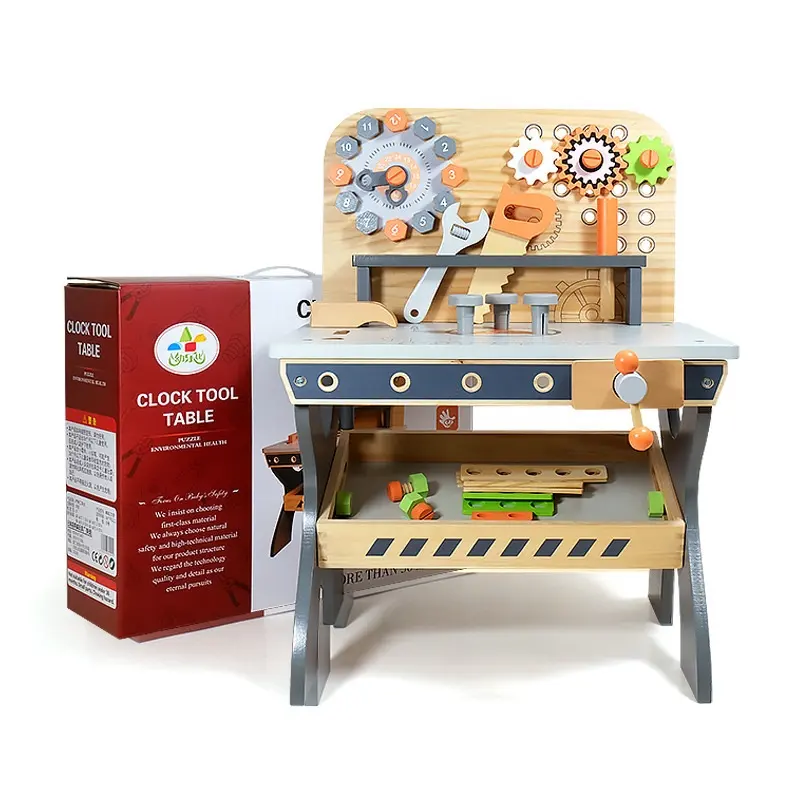 Factory Baby Wooden Pretend DIY Construction Workbench Disassembly Screw Game Wood Tool Stand Educational Table Toys For Kids
