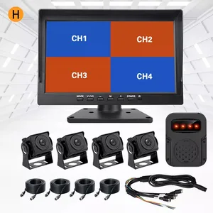10.1英寸AHD显示器4摄像机高清夜视停车监控行车记录仪倒车显示器，带仪表盘凸轮和BSD
