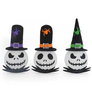 Nouvelle fête d'halloween Gnome décoratif ornements impressionnants Halloween scintillant lanterne éclairée avec chapeau d'araignée