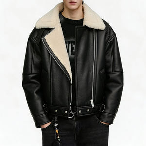 <span class=keywords><strong>Giacca</strong></span> in <span class=keywords><strong>Pelle</strong></span> Vintage da <span class=keywords><strong>Uomo</strong></span> Stile <span class=keywords><strong>Biker</strong></span> con Colletto in Montone Servizio OEM ODM - Product Image 4