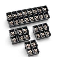 Bloc de bornes à barrière noir à double rangée en cuivre 2 pôles, pas de 8,5 mm, 300 V/20 A, 11-20 AWG, connexion par boulons