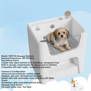 USMILEPET Station de toilettage professionnelle pour animaux de compagnie en acrylique, baignoire de massage, lavabo de luxe pour animaux, équipement de toilettage - Product Image 2
