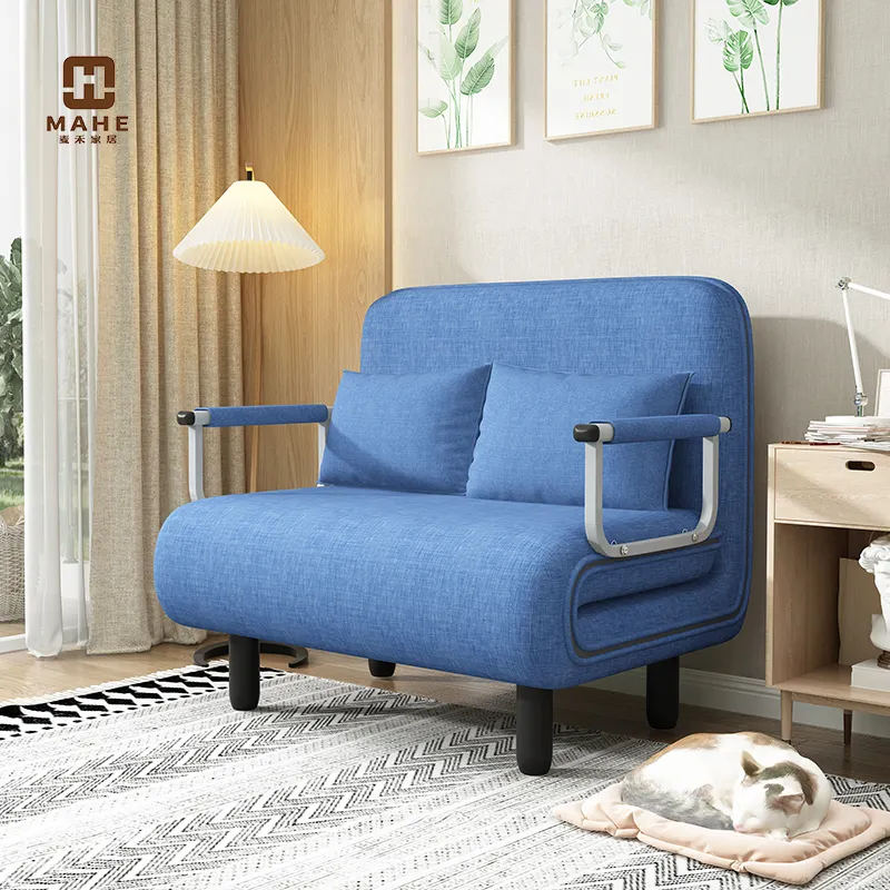 Canapé-lit canapé monoplace canapé en tissu de coton structure en métal canapé pour bureau loft appartement compact