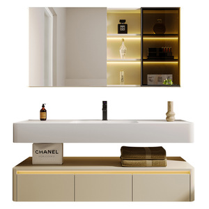 Mdf Vanity <b>Set</b> Sink Marble Countertop Wash Basin Cabinets Bathroom Vanities Cabinet With Mirror for Hotel Villa - Product Image 5