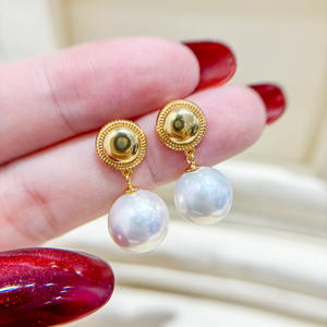 Bandeja Vacía de Plata S925 para Accesorios de Perlas DIY con Cuentas Redondas de 9-13 mm para Joyería de Plata de Moda, Pendientes 22193 - Product Image 1