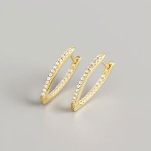 Dylam Minimalist Simple Design 925 Sterling <b>Silver</b> 18K Gold Plated 5A Cubic Zircon Zirconia V Shape <b>Hoop</b> Earrings - Product Image 5