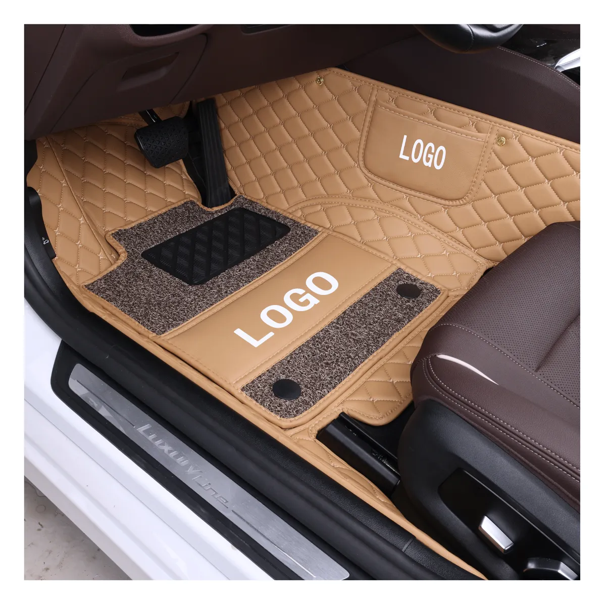 Factory directly sell Customized Full Set 5d PVC Eco Leather Double Layers car floor liners car mats for Jaguar XF