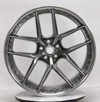 Geruida Neue Glänzende Gunmetal Polierte Fünfspeichen-Schmiedefelgen aus 6061 T6 Aluminium 12000T TÜV JWL S4-00092 18-24 Zoll Maßanfertigung