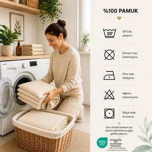 Parure de lit double en coton satiné Karden Flower Pure Silk Model avec drap-housse, housse de couette Cappuccino et 2 taies d'oreiller – Vente en gros - Product Image 2
