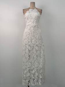 Nouveautés Robes pour femmes à la mode et élégantes <span class=keywords><strong>jupe</strong></span> <span class=keywords><strong>longue</strong></span> en dentelle soluble dans l'eau tempérament sans manches robes de soirée élégantes - Product Image 5