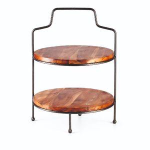 Soporte Redondo de Dos Niveles para Pastel, Ecológico y de Primera Calidad, con Marco Metálico y Asa Curva, Apto para Lavavajillas - Product Image 1