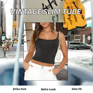 Spandex Breathable Knitted Tube <b>Tops</b> <b>Bra</b> Vintage Slimming Vest Sleeveless Candy Crop <b>Top</b> Women's Camisole Padded Beauty Back - Product Image 2