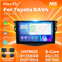 NaviFly Écran QLED Android le plus récent, caméra 360°, CarPlay Auto pour Toyota RAV4 2005-2013, prise en charge de la sortie AV, Android Auto