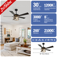 1stshine lustre d'intérieur Style industriel Noir mat 6 vitesses Télécommande Ventilateur de plafond lumière