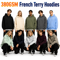 Ensemble de survêtement personnalisé en molleton bouclette 380 GSM : Hoodie oversize et pantalon de survêtement vierges, style streetwear, avec logo personnalisé