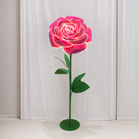 Roze LED verlichte roos bloemenstandaard gigantische papieren kunstbloem bruiloft evenement decoratie commerciële bloemendisplay